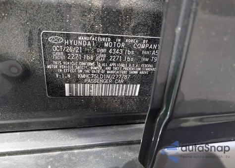 2022 Hyundai Ioniq Sel из США, поврежденный, VIN KMHC75LD1NU277787